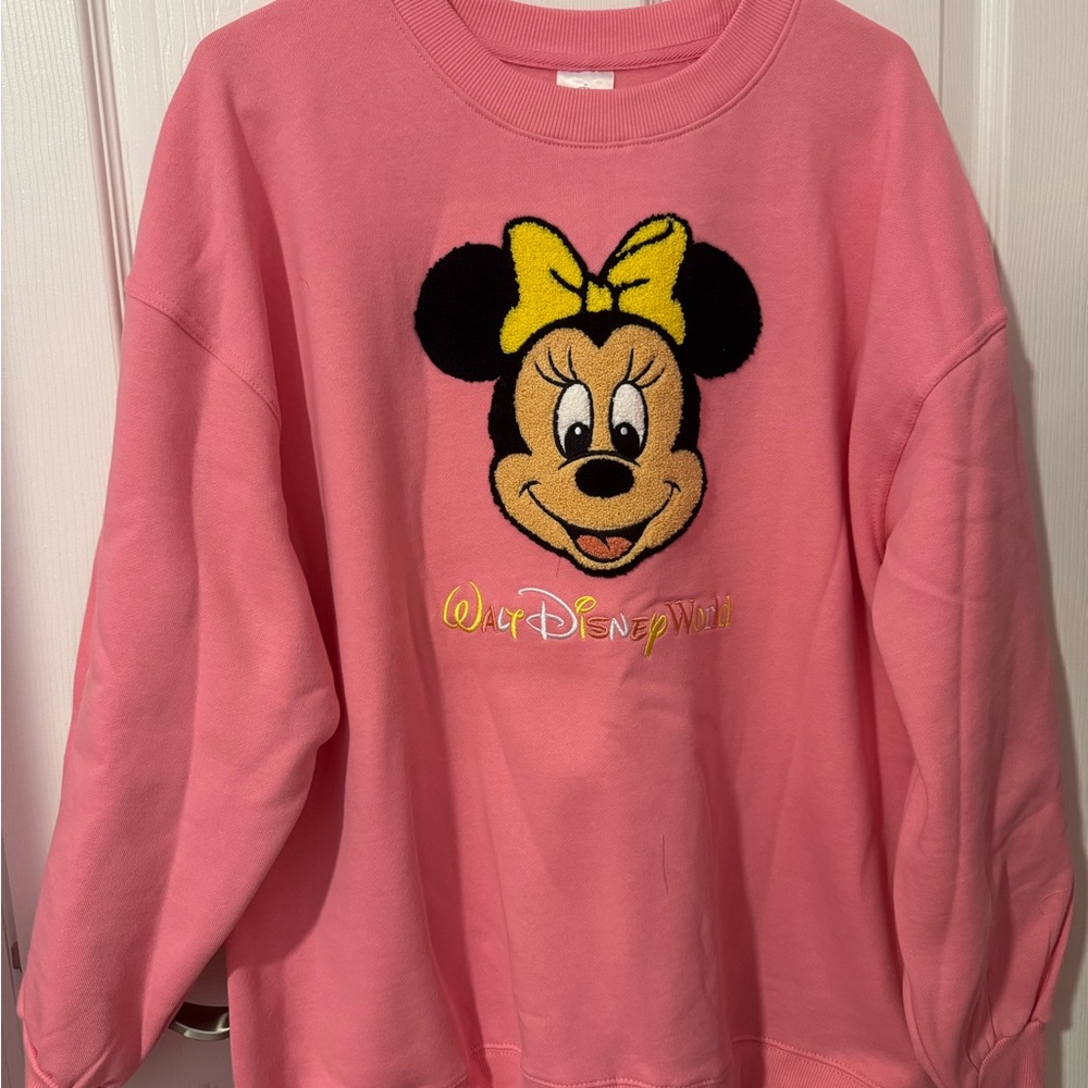 Walt Disney World Pink Minnie Mouse Sweatshirt Pullover Disney Parks Medium